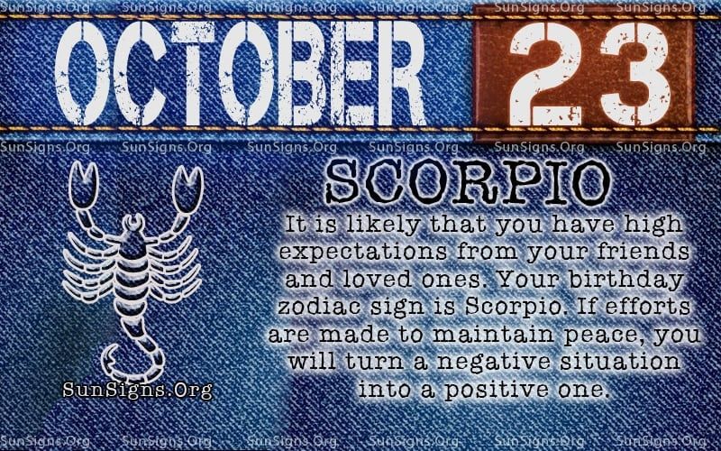 23 de octubre calendario de cumpleaños de Escorpio