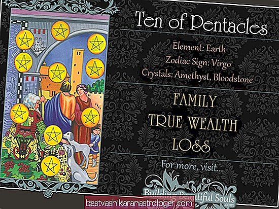 Kümme Pentacle Tarot kaarti ja selle tähendus