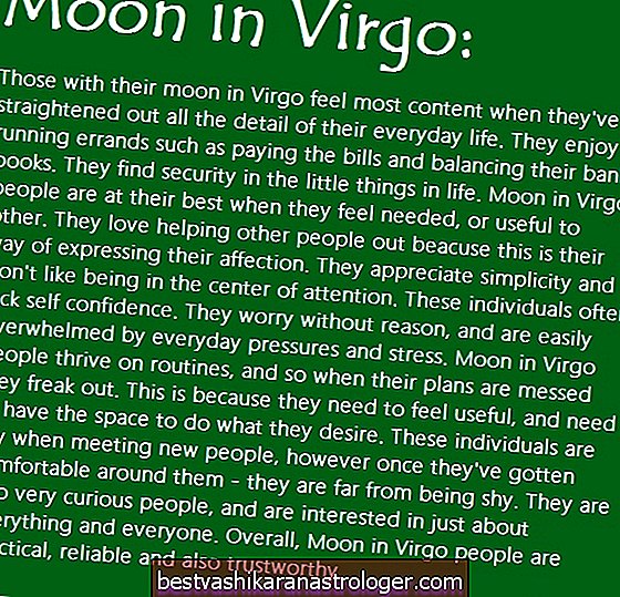 Compatibilità del segno lunare della Vergine